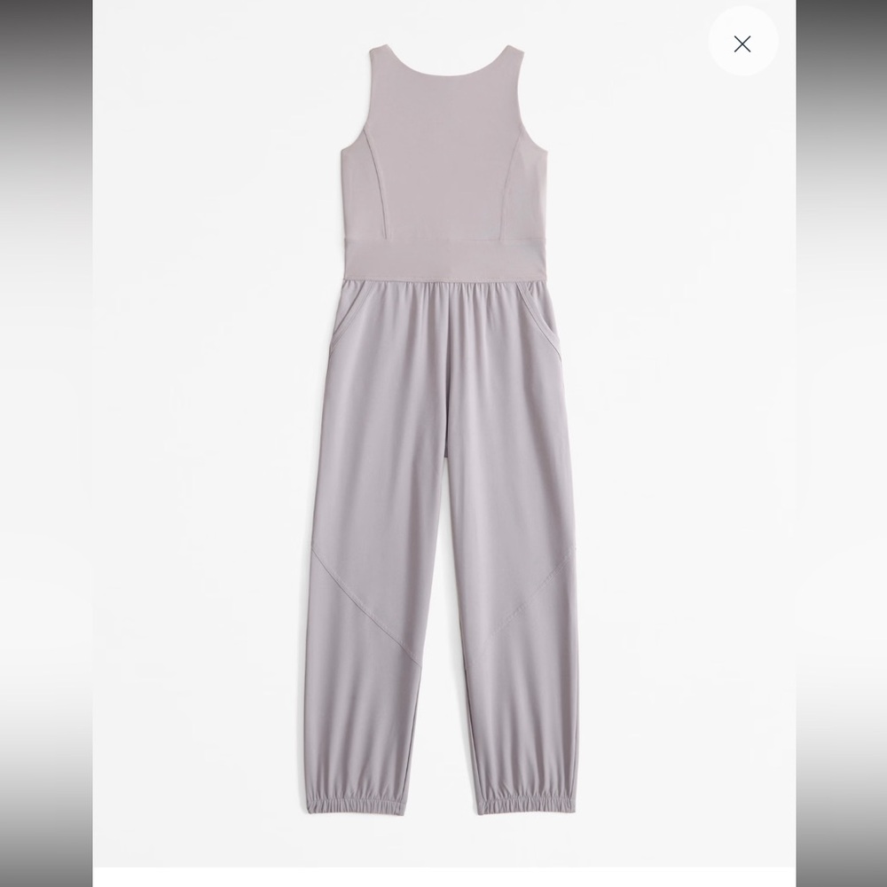 Abercrombie ypb mixed fabric jumpsuit Size 13/14 light taupe